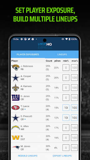 LineupHQ Express DraftKings screenshot 5