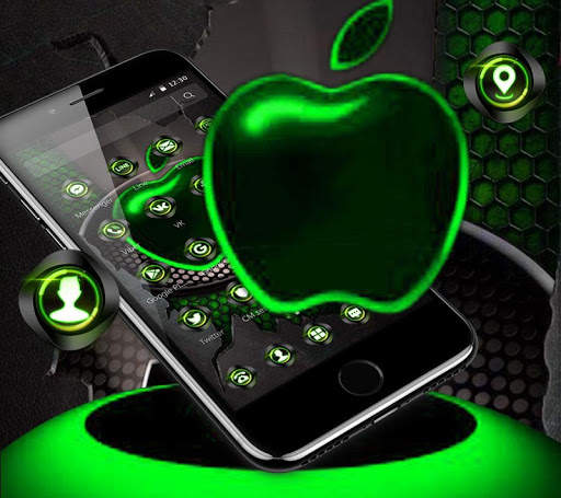 Green Neon Tech Apple Dark Theme screenshot 2