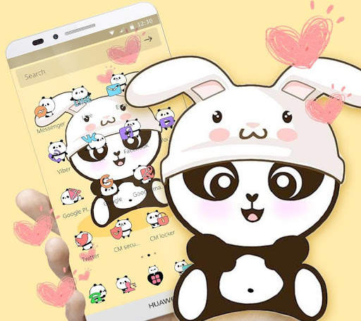 Yellow Cute Panda Bunny Theme screenshot 2