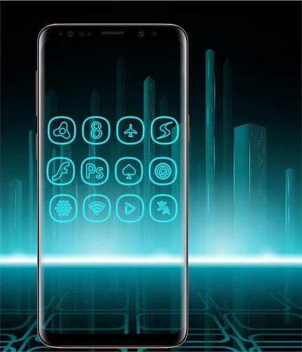 Neon icon pack ligth Blue theme  top to 2019 screenshot 2