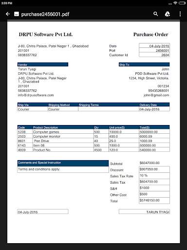 Purchase Order PO PDF Maker screenshot 5