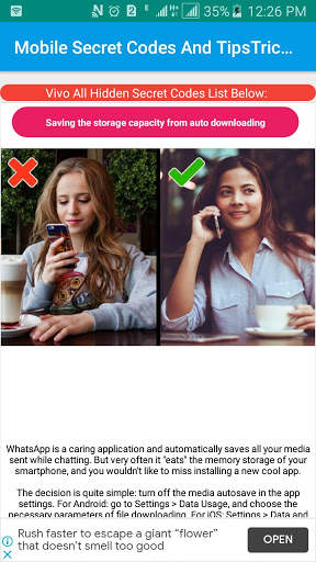 Android Tips Tricks - Secret Phone Code To Ease screenshot 1