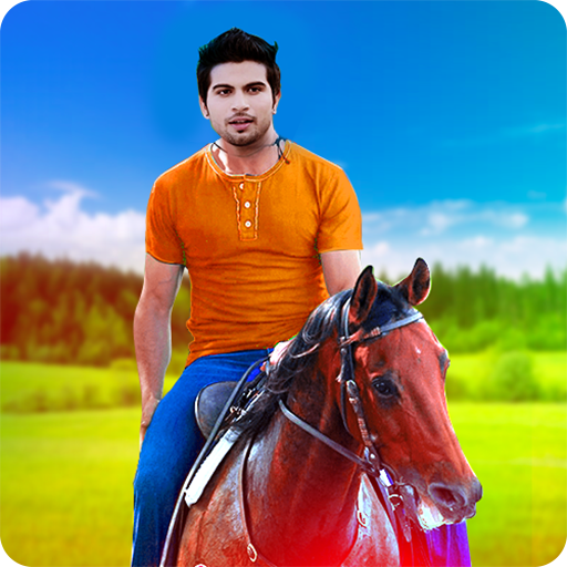 Horse With Man Photo Suit- Horse Photo Frame icon