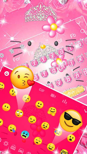 3D Pink Kitty Diamond Keyboard Theme💎 screenshot 4
