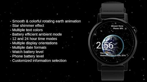 Watch Face Live Earth Wallpaper-Wear OS Smartwatch screenshot 7