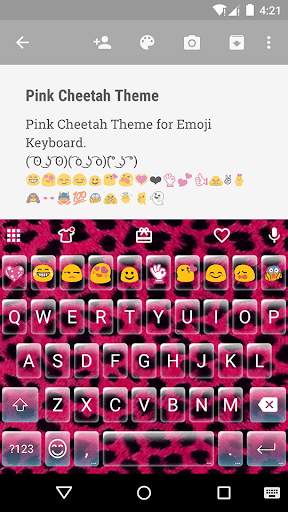Pink Cheetah Emoji Keyboard स्क्रीनशॉट 1
