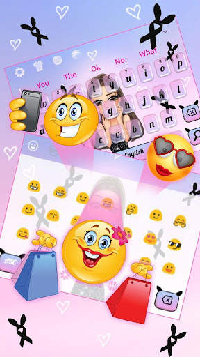 Kawaii Pink Fashion Girl Keyboard Theme screenshot 3