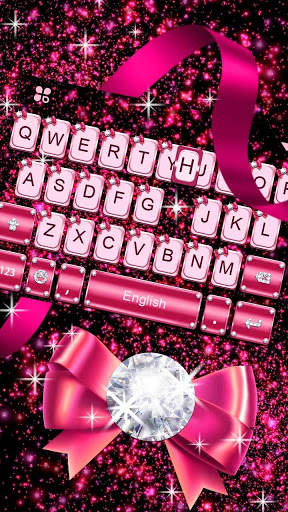 Diamond Butterfly Pink Keyboard Theme screenshot 2