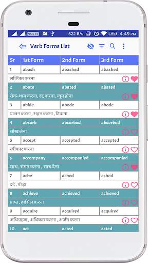 Verb Forms - Meaning in Hindi screenshot 3