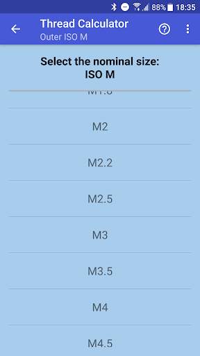 Thread calculator screenshot 2