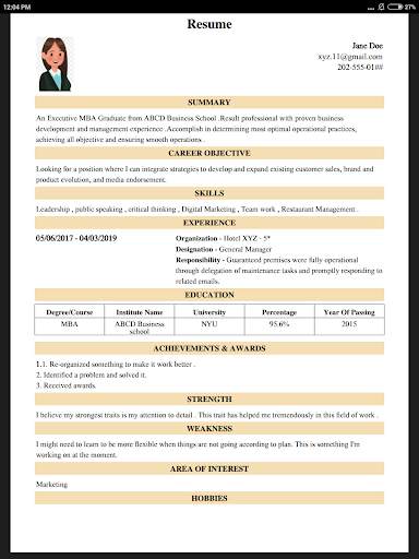 Easy CV Maker Resume Builder Free PDF Templates screenshot 15