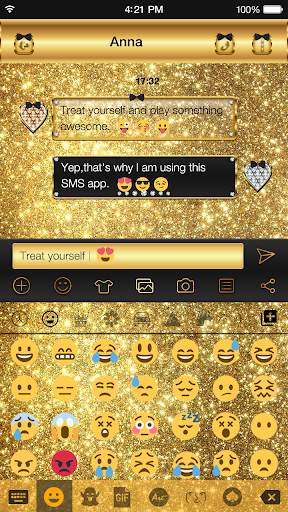 Gold Glitter Emoji Keyboard screenshot 1