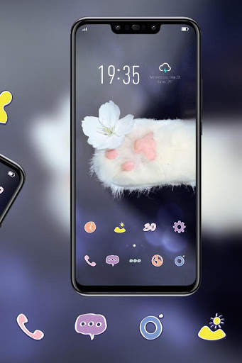 Cute Cat Claws And Fowers theme screenshot 3