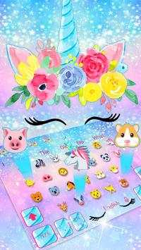 Sevimli Unicorn Çiçek Klavye Tema screenshot 3