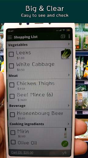 Shopping list one-handed easy: BigBag screenshot 1
