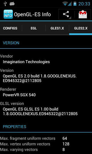 OpenGL-ES Info screenshot 2