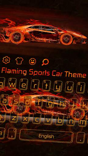 Flaming Sports Car Keyboard Theme screenshot 1