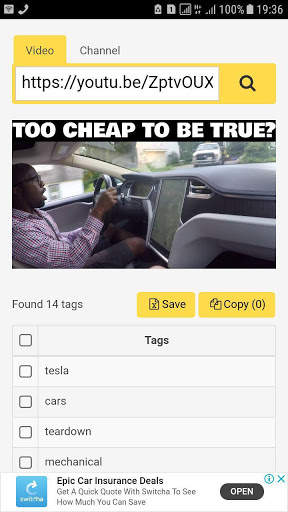 Get Tags of Video or Channel by the Link screenshot 2