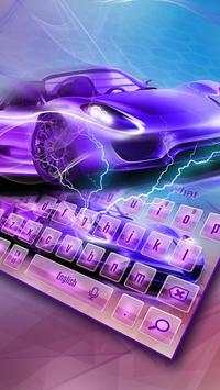 Neon Blue Sports Car Keyboard Theme स्क्रीनशॉट 1