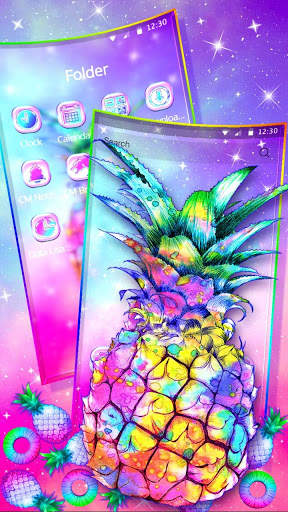Colorful Galaxy Glitter Pineapple Theme screenshot 1