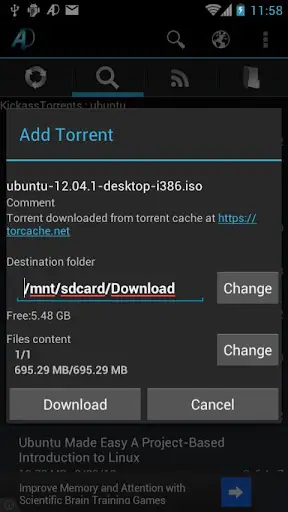 aDownloader - torrent download screenshot 1