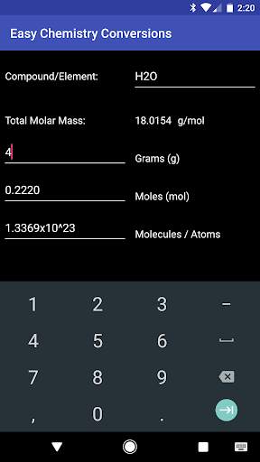 Easy Chemistry Conversions screenshot 3