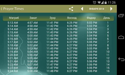Расписание намазов скриншот 4