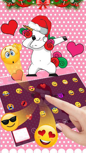 Cute Christmas Unicorn Keyboard Theme screenshot 3