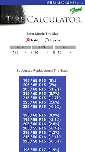 Tire Size Calculator screenshot 5