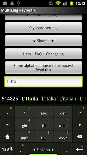 Italian Keyboard Plugin screenshot 2