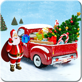 Santa christmas gift cart free icon