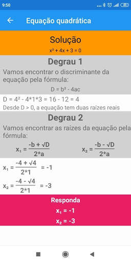 Equação quadrática screenshot 2