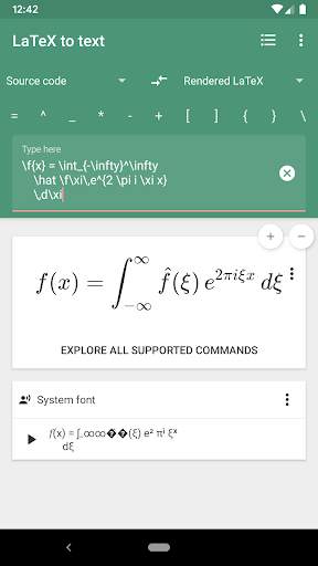 LaTeX equation editor: Unicode Math Symbols screenshot 2