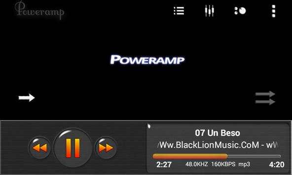 Poweramp Skin Dark Minimal скриншот 5