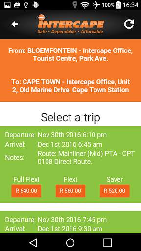 Intercape Bus Tickets screenshot 2