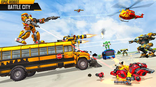 Army Bus Robot Shooting Games: Flying Bus Games screenshot 2