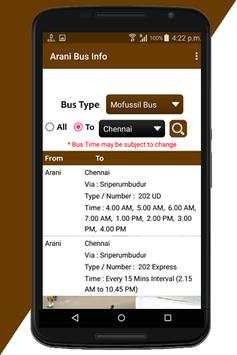 Arani Bus Info screenshot 2