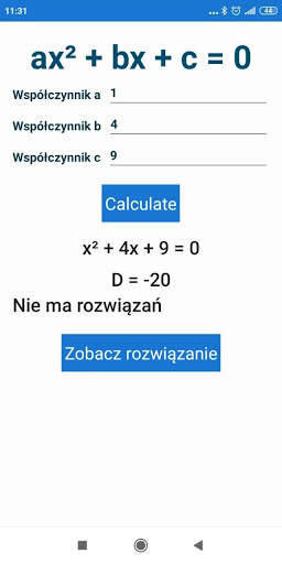 Równania Kwadratowe solver screenshot 5