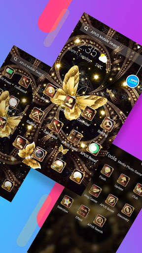 Shine Golden Fantastic Butterfly-APUS Launcher screenshot 2