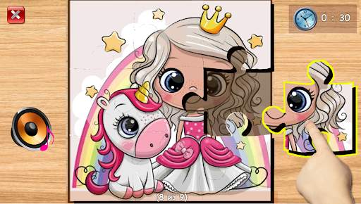Puzzle for girls - princess and unicorn. Free game screenshot 1