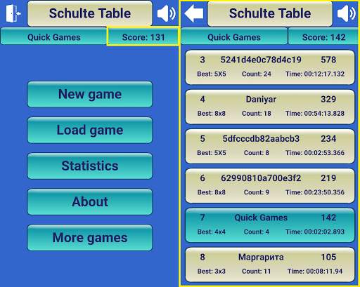 Schulte Table screenshot 5