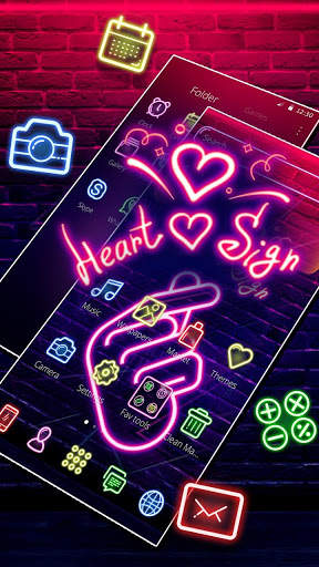 Violet Neon Finger Heart Theme💕 screenshot 3