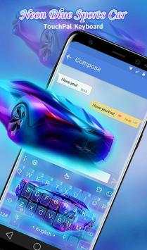 Cool Neon Blue Sports Car Keyboard Theme screenshot 2