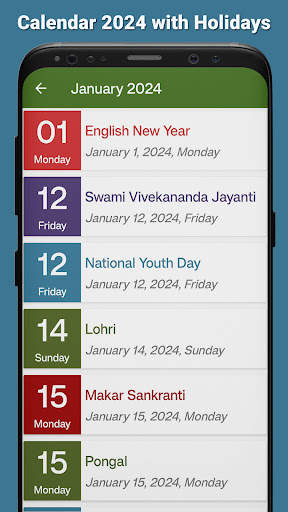 Calendar 2024 with Holidays screenshot 3