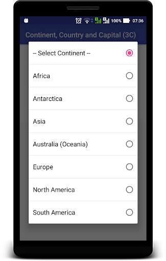 Continent, Country and Capital screenshot 2