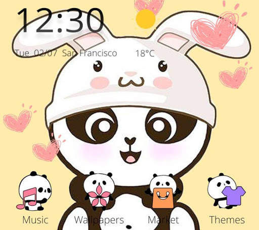 Yellow Cute Panda Bunny Theme screenshot 3