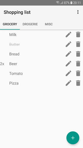 Shopping list screenshot 2
