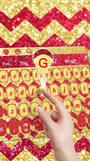 Gold Red Glitter Zigzag Keyboard Theme screenshot 1