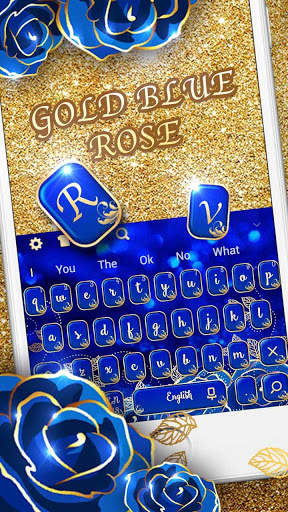 Gold Blue Rose Keyboard screenshot 1