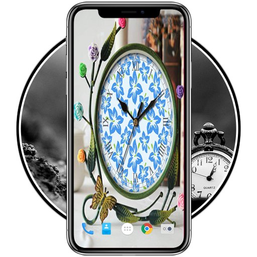 Leaves Analog Clock Wallpaper HD أيقونة